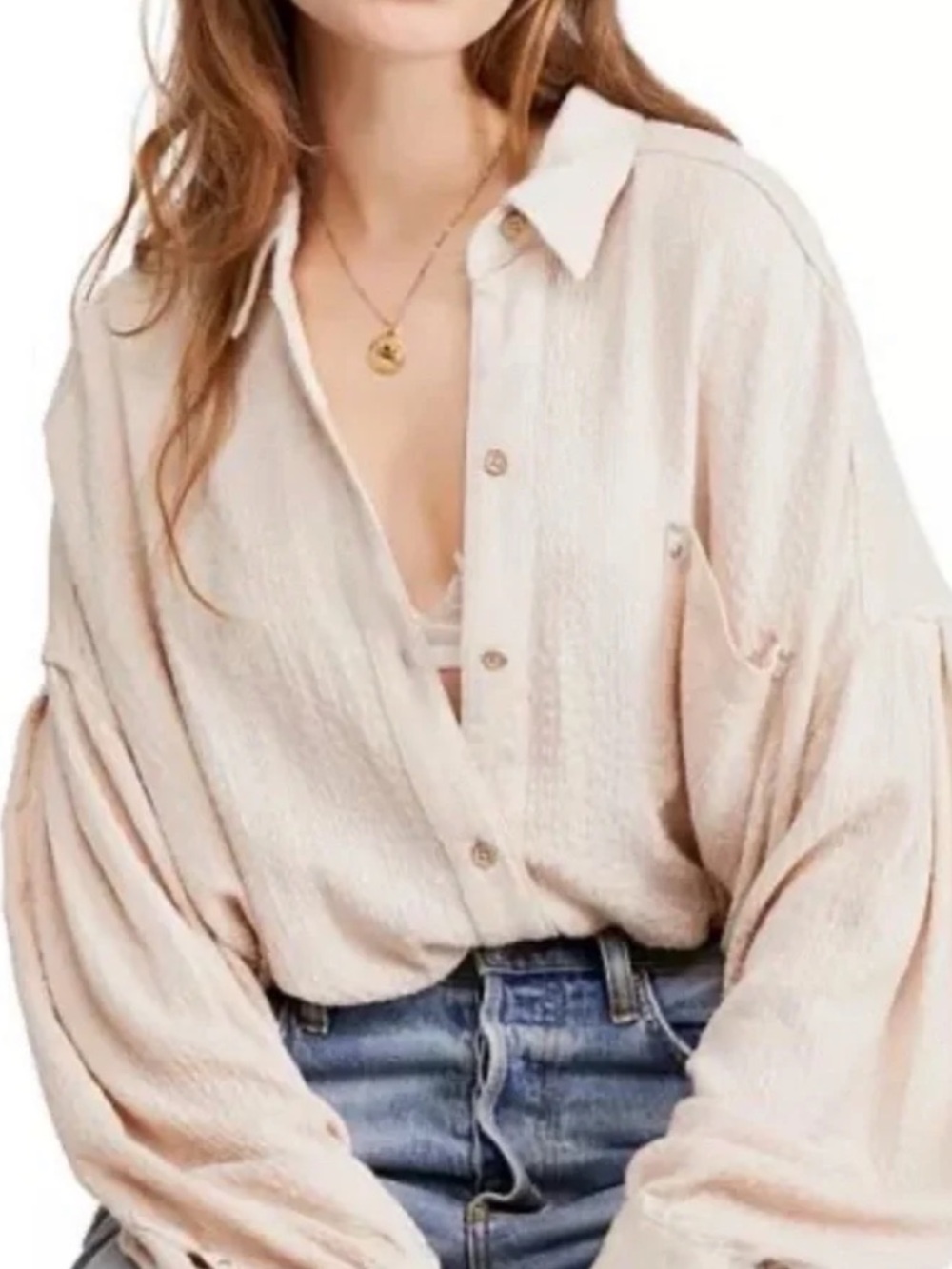 Free People We The Free Hidden Valley Oversized Buttondown Medium